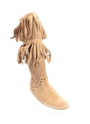 WOz 181 Beige Leather Pull-Up Platform High Summer Boots 37 / US 7