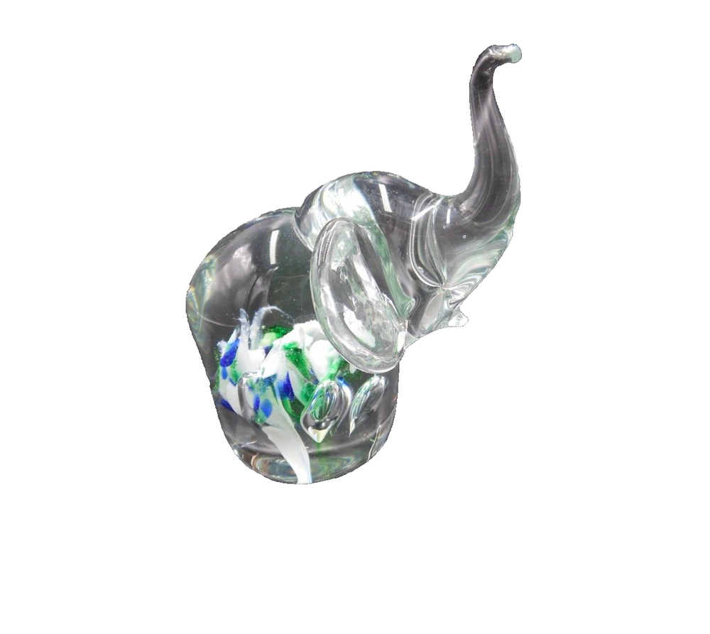 Crystal Glass Elephant Figurine Paperweight TAIWAN 3.5