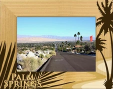Palm Springs California with Palm Tree Laser Engraved Wood Picture Frame (5 x 7)