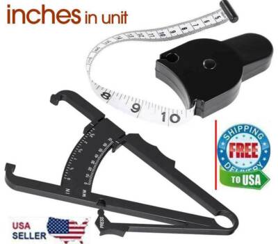 2PC BODY FAT CALIPER BODY MASS MEASURING TAPE TESTER FITNESS WEIGHT LOSS FADDISH 2PC BODY FAT CALIPER BODY MASS MEASURING TAPE TESTER FITNESS WEIGHT LOSS FADDISH