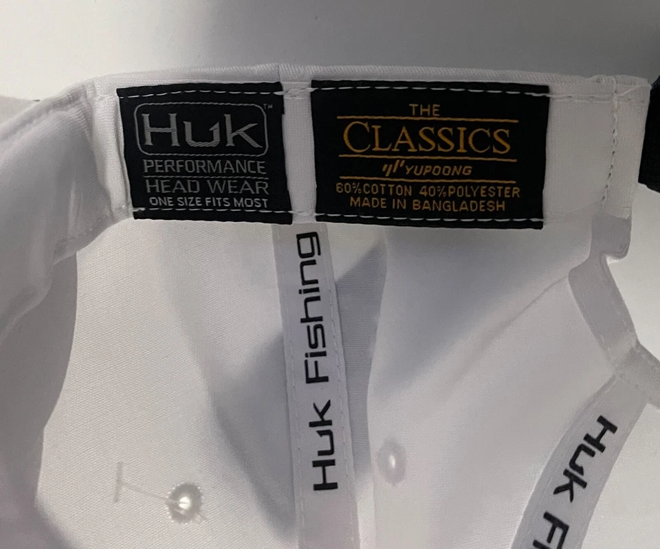 HUK Cuerda, Sombrero de Pesca Ajustable No Estructurado para Hombre LOS CLÁSICOS BLANCO AZUL Foto 4 de 4
