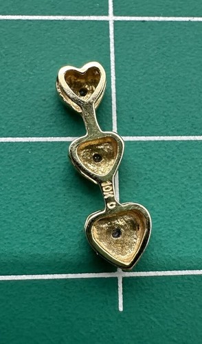 Lovely Vintage Solid 10K Yellow Gold Graduating Diamond Heart Pendent Minty! - Picture 6 of 9