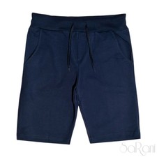 Pantaloni Tuta Corti Sportivo Laccetti Tasche Blu Cotone Casual Street Style 