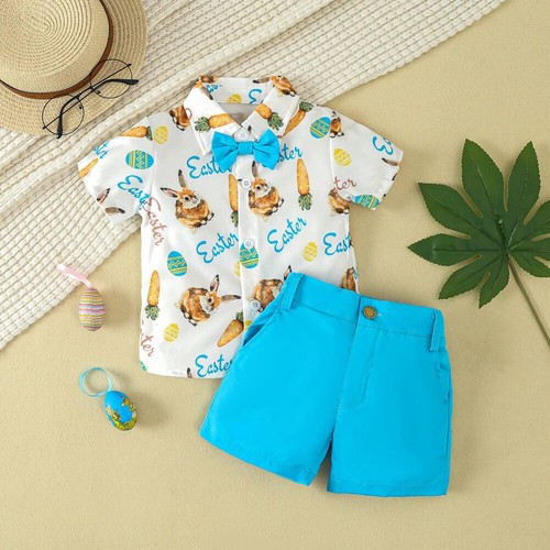 3PCS Toddler Baby Boy Outfit Short Sleeve and Shorts Set Cute Kids Clothes - Picture 23 of 27