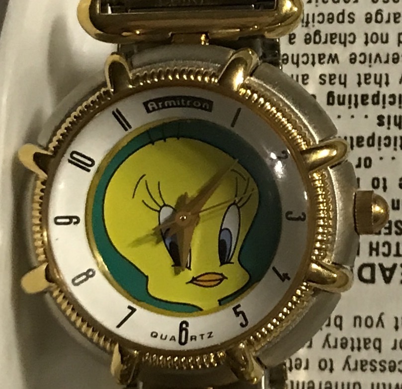Armitron Tweety Bird 1994 Two Tone Date Quartz Watch Looney Tunes New Battery 1994 Armitron Looney Tunes Tweety Watch Needs Battery | eBay main image 4
