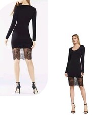 NEW BCBG MAXAZRIA V-NECK LACE HEM BODY CON PENCIL DRESS SZ XS