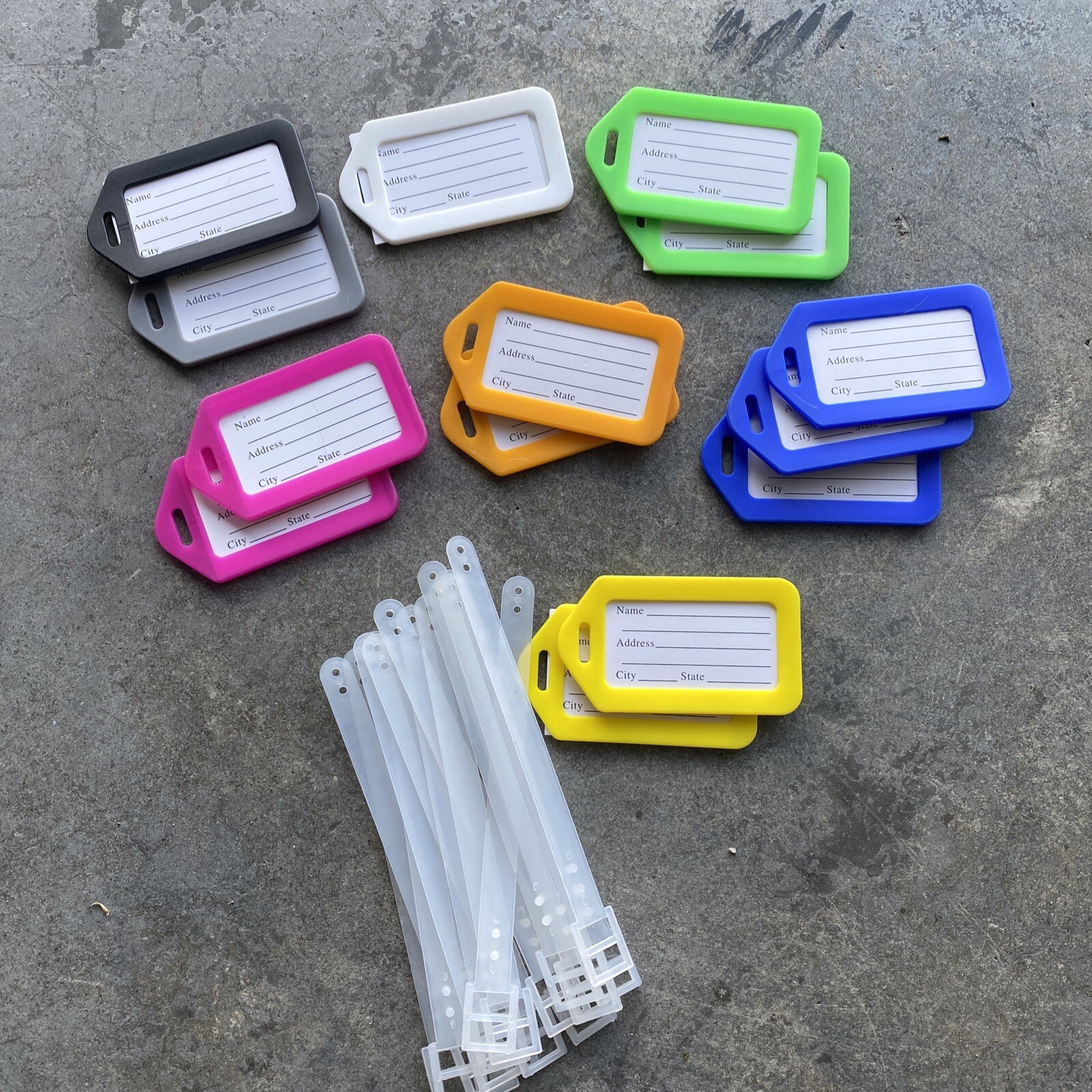 Luggage Tags, Backpack Tags. 14 assorted colors with strap-image