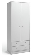 Malibu 2 Door 2 Drawer Wardrobe - White | Spacious Cupboard
