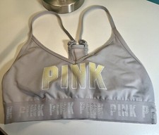 Victoria’s Secret PINK Mesh Back Gray Sports Bra Size Small