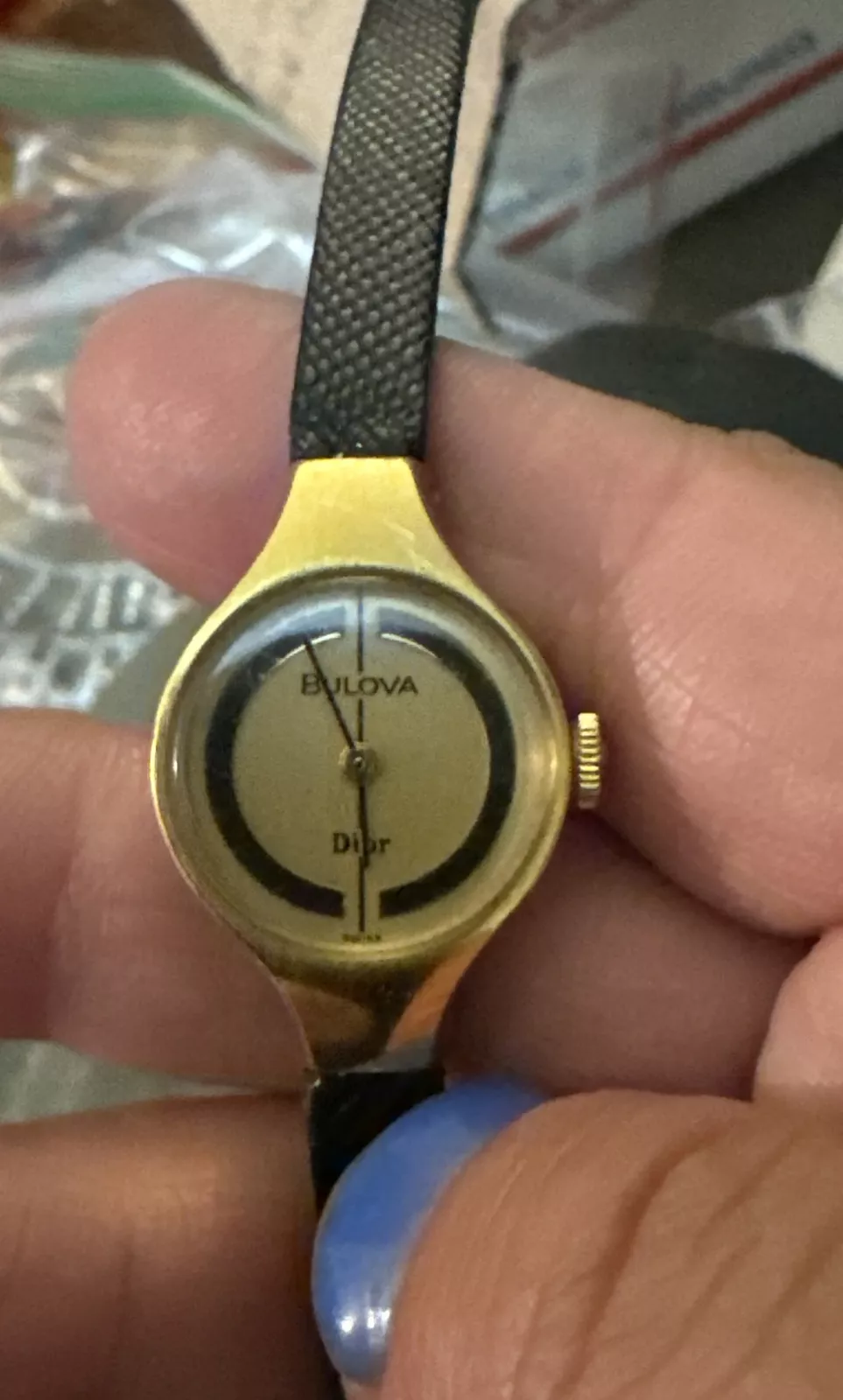 Montre pour femme vintage Bulova Dior Wind Up sur bracelet Schiaparelli fonctionne