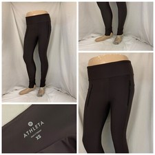 Athleta Yoga Pants XS Gray Fitted Zip Pockets Nylon Stretch New YGI X1-225
