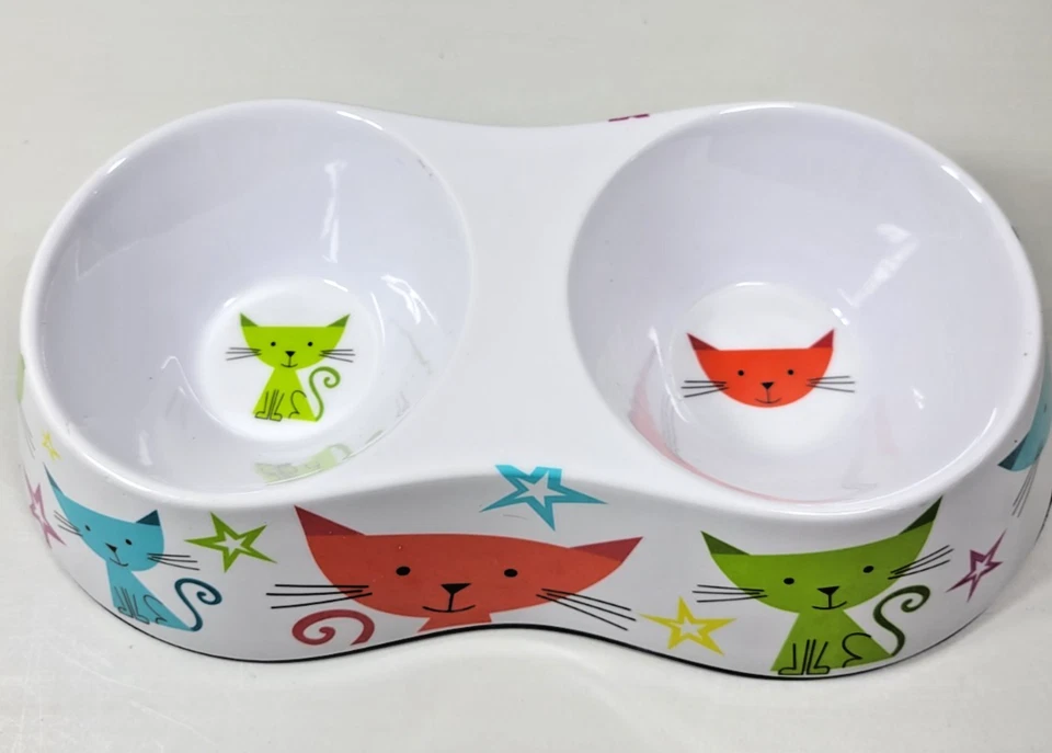 Новый с Ярлыками цветной Whisker City меламин Cat еды и воды двойной миски 10 унций Ea - Изображение 2 из 4