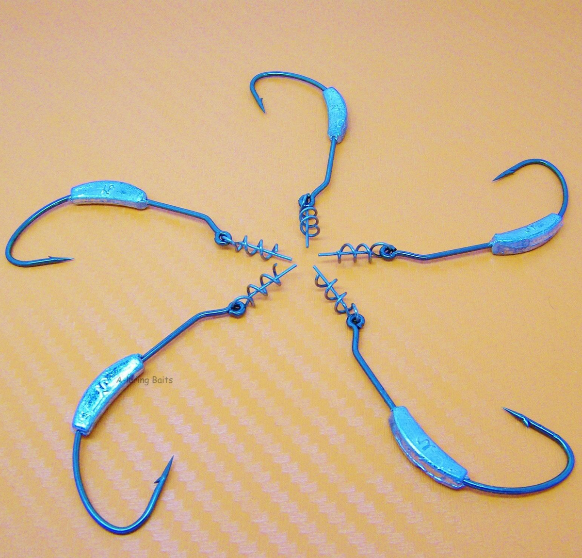 2/0 Weighted Spring Twist Lock Wide Gape Weedless Hooks Texas Rig Worms  Lures | eBay UK