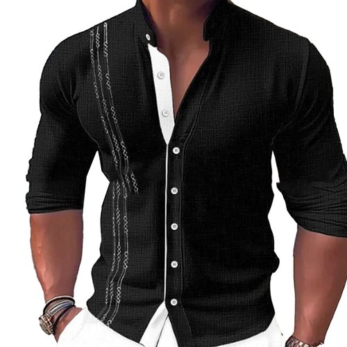 Camisa de vestir moderna para hombre manga larga blusa con botones camisas formales Prendas para el torso Reino Unido - Imagen 11 de 25