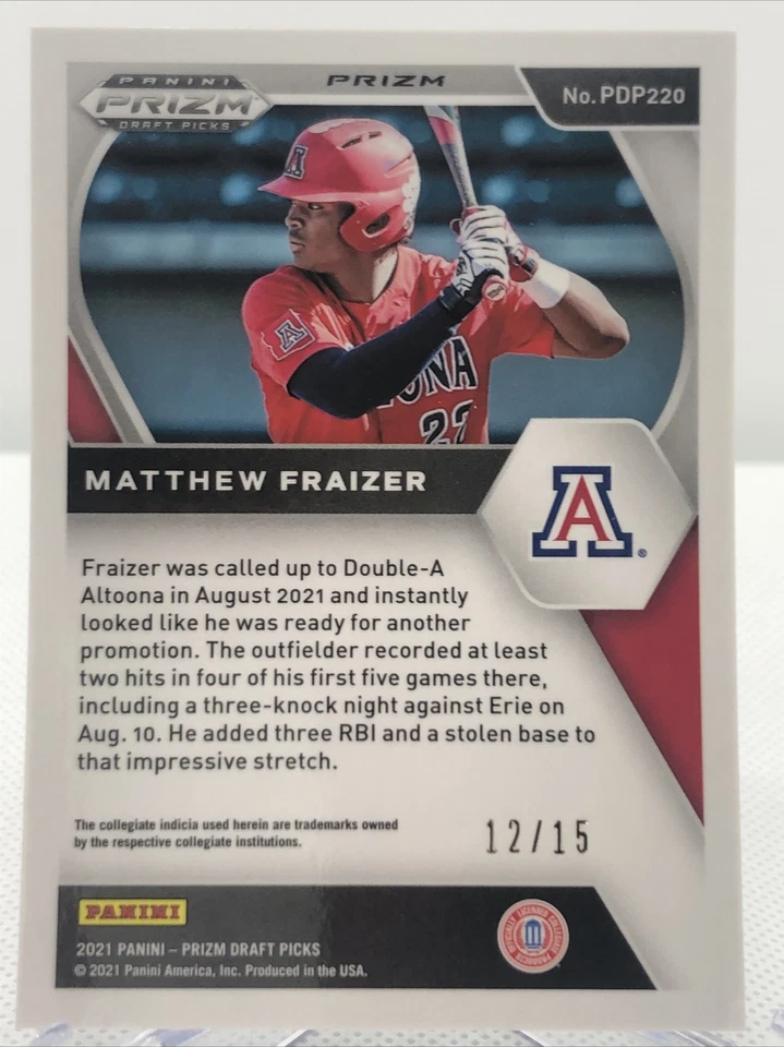 Matthew Fraizer 12/15 Neon Blue Kaleidoscope 2021 Panini Prizm Draft Picks   - Image 2 of 3