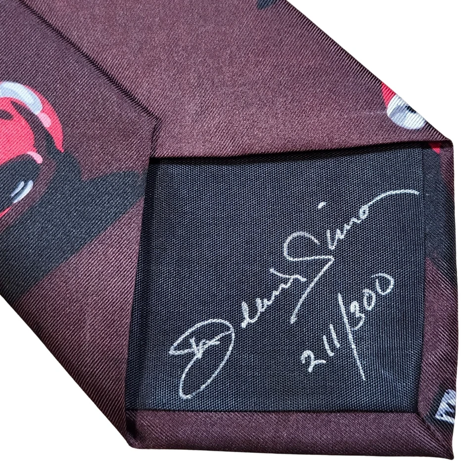 Corbata de seda vintage Dennis Simon Red Blooded Italians Century Of Speed edición limitada Foto 2 de 4
