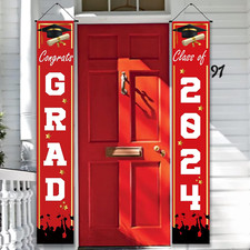 Class of 2024 Graduation Decorations Red Congrats Graduation Banner Party Supply