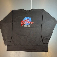 Vintage Planet Hollywood Beverley Hills Sweatshirt XL Black Crewneck