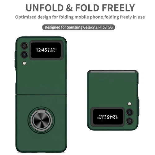 For-Samsung Galaxy Z Flip 4 3 5G Slim Matte Hard Case with Ring+Screen Protector - Picture 73 of 94