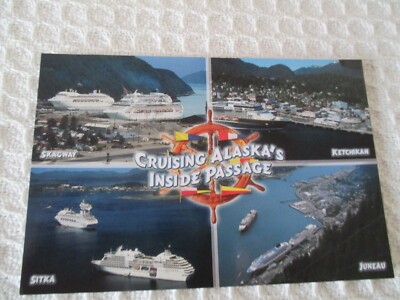 FARBIGE MEHRFACHANSICHTSPOSTKARTE, ''KREUZFAHRT ALASKAS INNENPASSAGE, ALASKA ''. 