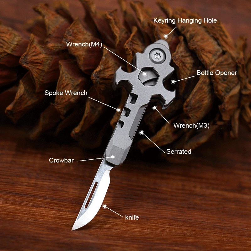Mini TC4 Titanium Pocket Folding Knife Outdoor EDC Multi Tools Keychain Pendant - Image 4 of 4