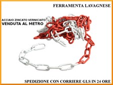 Catena segnaletica aree riservate in metallo Ø 5 mm rossa bianca al metro