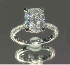 4Ct Cushion Cut Moissanite Solitaire Wedding Engagement Ring 10K Solid Whit Gold