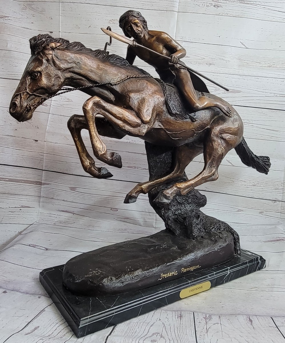 Frederic Remington CHEYENNE bronze statue-Native American Indian