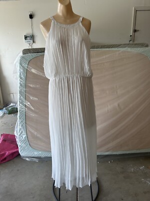 boho halter maxi dress Karen Millen White Halter Neck Pleated Maxi Dress UK 8 main image 0
