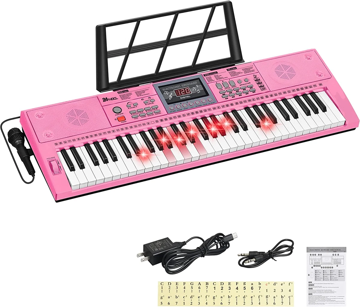 61 Keys Keyboard Piano Lighted Keys for Kids Teens Beginners Birthday Best Gift
