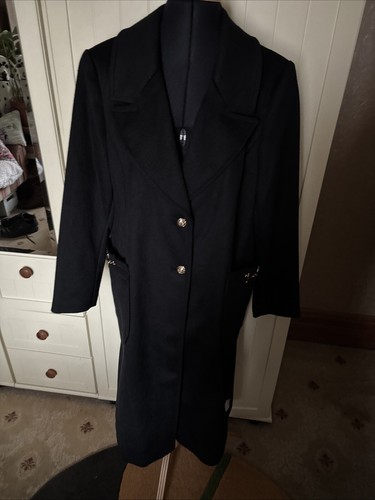 MONSOON Fleur Black Wool Blend Longline Military Style Lined Coat Size 18 NEW - Picture 11 of 18