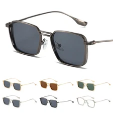 Vintage Steampunk Square Sunglasses Retro Hipster Eyewear Metal Frame Sun Shades