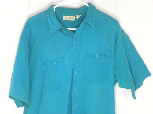 LL Bean Cool Weave Shirt Mens XLT Green Button Up Short Sleeve Vintage USA Camp - Picture 2 of 10
