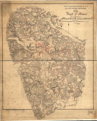 20'' x 24'' 1864 Map Of Vicinity Of Richmond