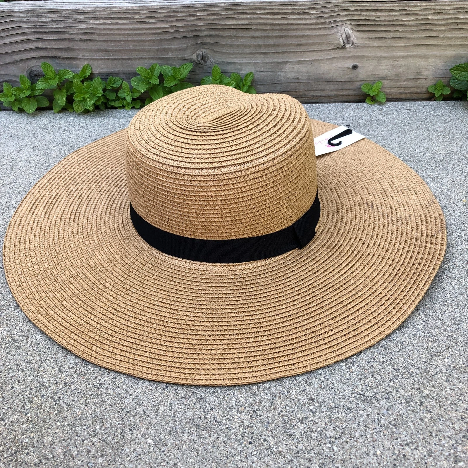 ORCHID LOVE Sun Hat Women's Floppy Woven Beige 100% Paper 7 1/4 Wide Brim Cap