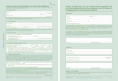 RNK Verlag Arbeitsvertrag geringfügig Beschäftigte SD 2 x 2 Blatt A4 gefaltet