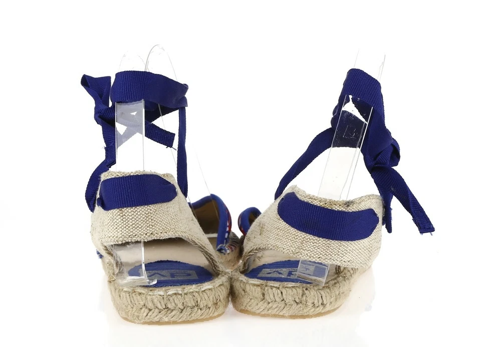 DV DOLCE VITA 蓝色棕榈树帆布踝带帆布凉鞋 8.5 码 — 第 4/4 张图片