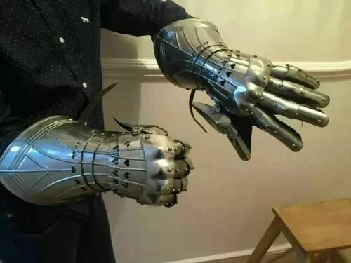 Средневековые рыцарские перчатки 18 калибра идеальные доспехи для исторического Хэллоуина - Изображение 3 из 3