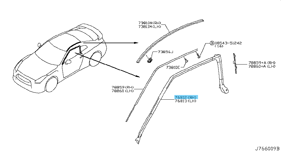 に NISSAN GT-R R35 2009-2021 Genuine Body Side Weatherstrip Seal RH