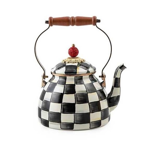 Mackenzie-childs Courtly Check Emaliowany czajnik do herbaty - 3 kwarty