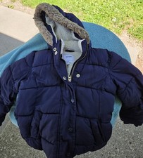 Old Navy Blue Hooded Puffer Jacket XS 5 Full Zip Lined Pockets