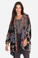 Johnny Was Rose Burnout Talullah Jacket Reversible Velvet Floral Black NEW