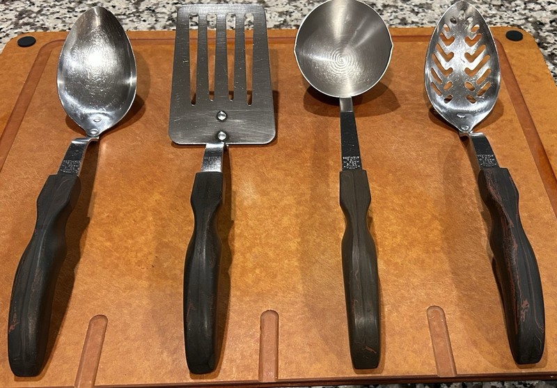 CUTCO Kitchen Utensil Set Classic Swirl Brown 12, 13, 15, 16 Vintage 4-Piece