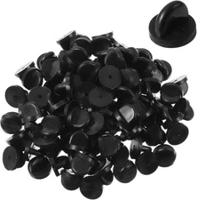 200Pcs Rubber Pin Backs, Safety Backs for Brooch Tie Hat Badge Black 