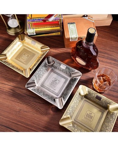 Cigar Ashtray 4 Slots Metal Large Cigarettes Ashtray for Home and Office Gifts f - Picture 3 of 7