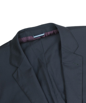 Men's 44 Sh Bespoke Blue 100% Wool Surgeon Working Cuffs Flat Front Suit