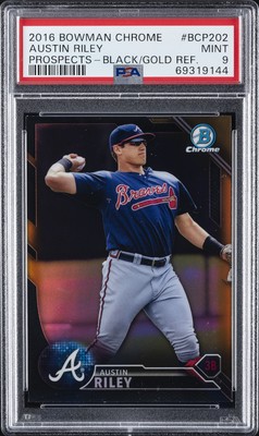 2016 BOWMAN CHROME PROSPECTS BLACK & GOLD REFRACTOR #BCP202 AUSTIN RILEY PSA 9