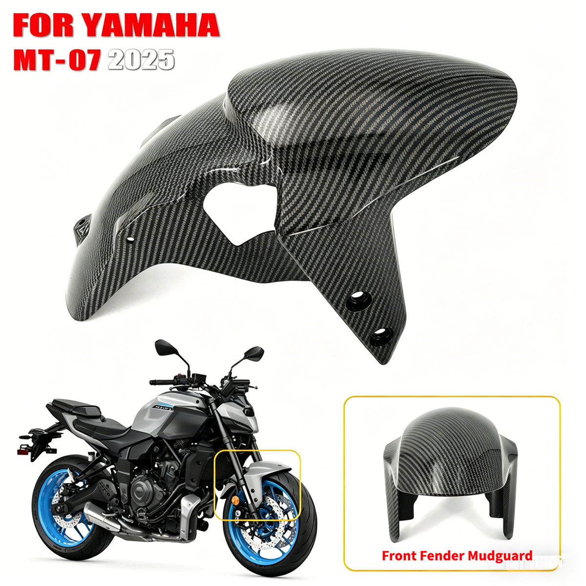 Carbon Fiber Look Front Fender For 2025 Yamaha MT-07 Colors can be