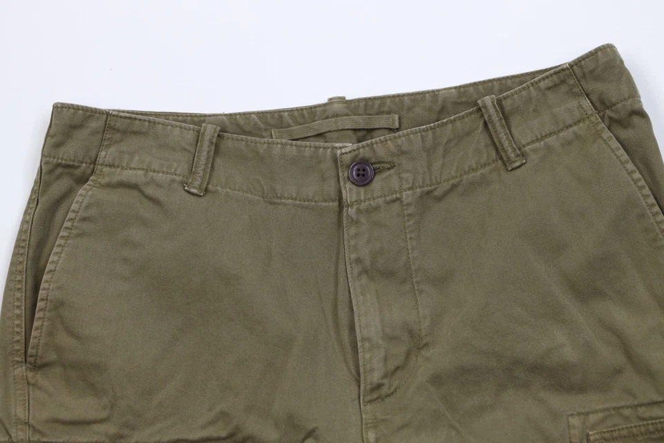 Pantalones Cortos Carga Vintage Años 90 Lands End Para Hombres Talla 36 Desteñidos Peso Pesado Algodón Verde Foto 2 de 4