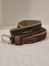 World Wide Sportsman Dolphin Fish Mahi Ribbon Belt Solid Brass Sz 46 Made In USA